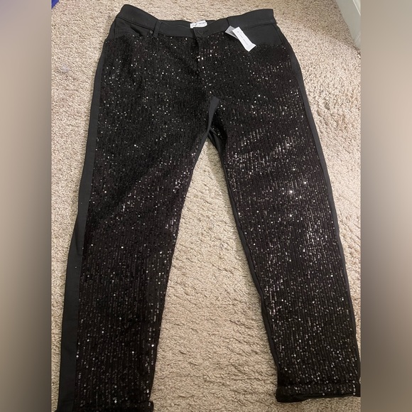 Lane Bryant Holiday Christmas Sparkle Black Sequins Boyfriend Jean - size 14 - Picture 2 of 12